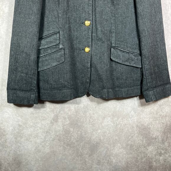 Lauren Jeans Co. Ralph Lauren Jacket Womens 14 Black Denim Pockets Academia Geek - Picture 3 of 10